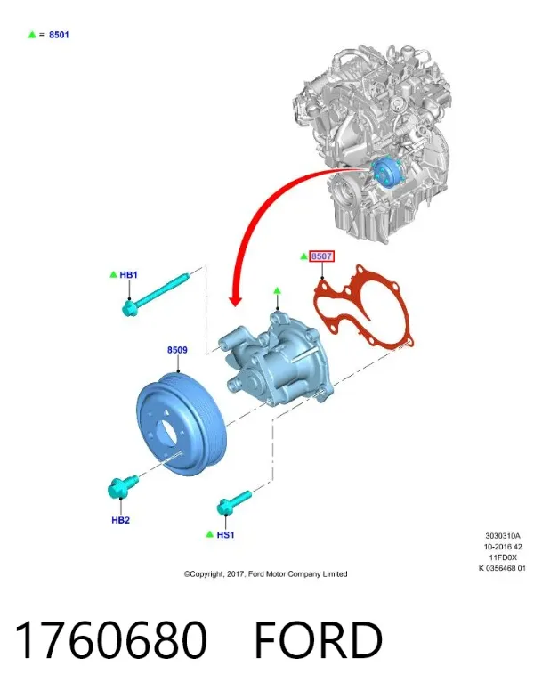 Vedante de bomba de água Ford Focus III