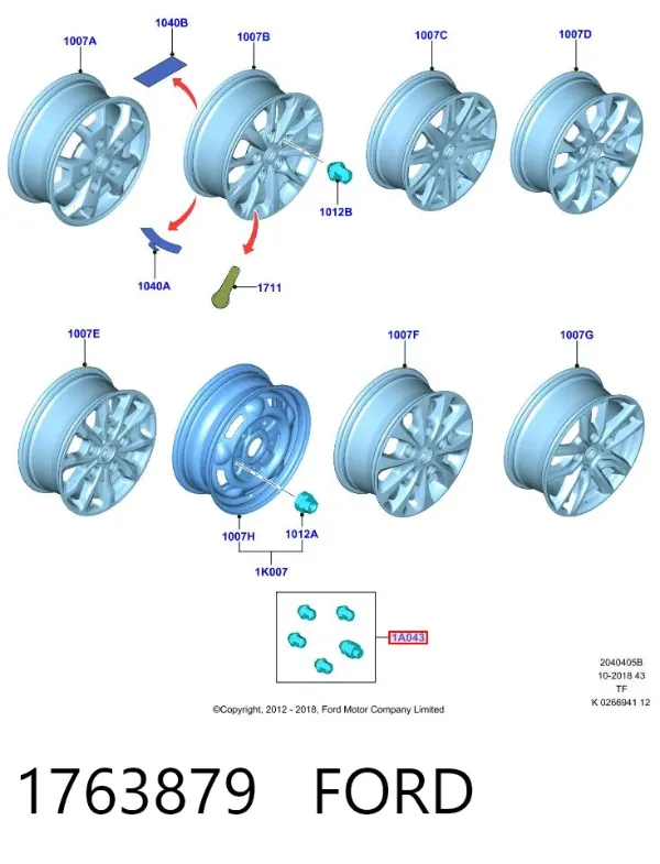 Parafuso de roda 1763879 Ford
