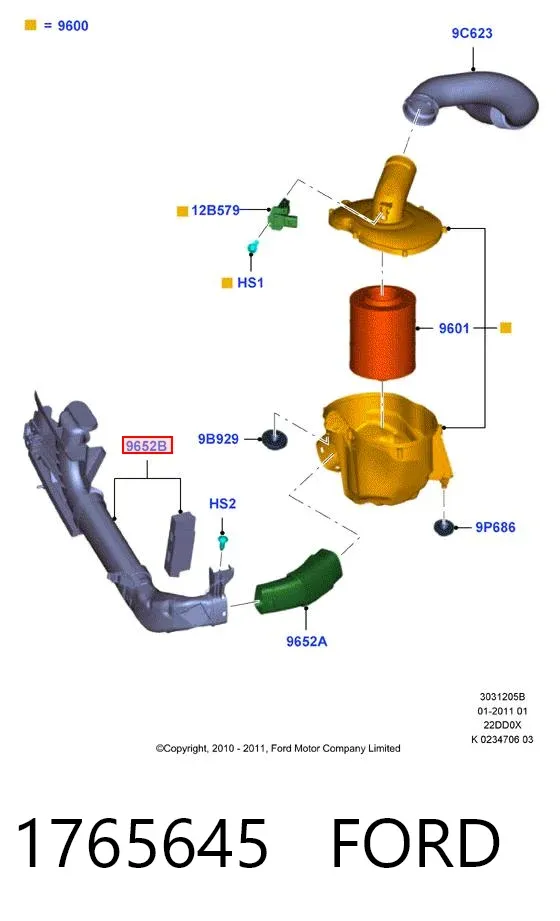 Tomada de ar de filtro de ar 1765645 Ford