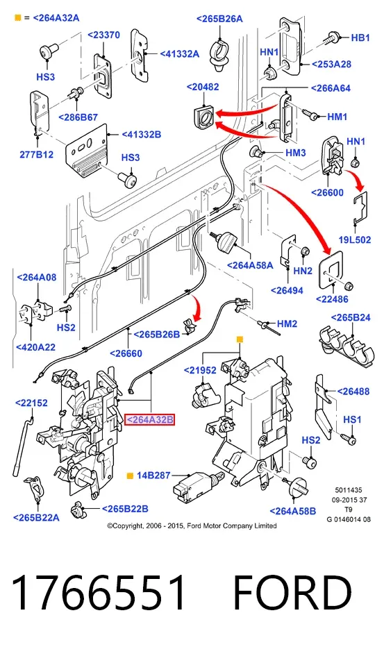 Fecho da porta lateral deslizante direita 1766551 Ford