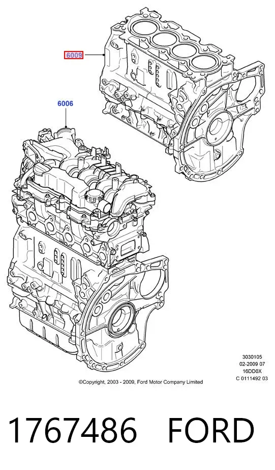 Bloco de cilindros de motor 1767486 Ford