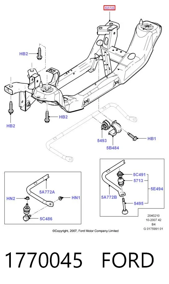 Viga de suspensão traseira (plataforma veicular) 1770045 Ford