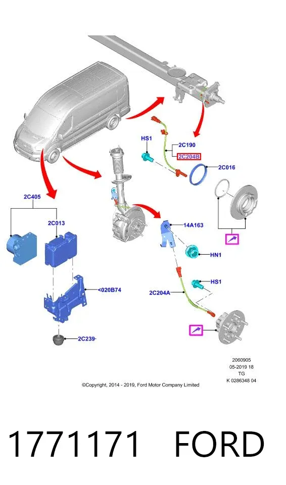 Sensor ABS traseiro 1771171 Ford