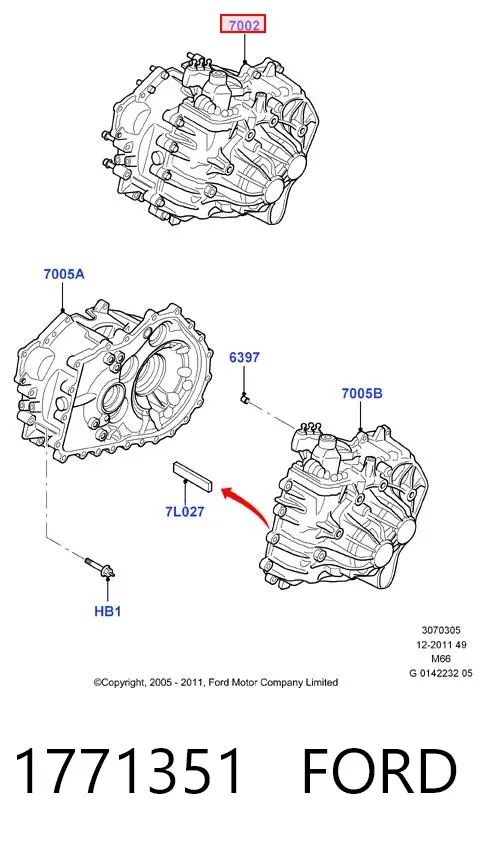 Caixa de Mudança montada (caixa mecânica de velocidades) 1771351 Ford