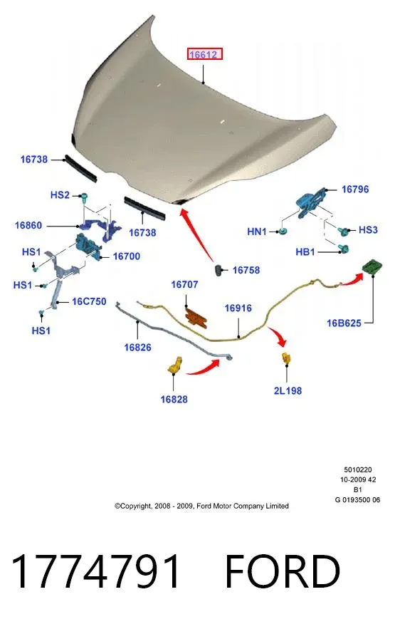 Capota 1774791 Ford
