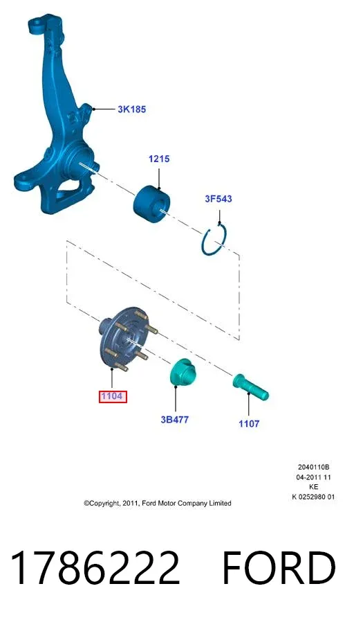 Cubo dianteiro 1786222 Ford
