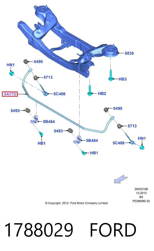 Estabilizador traseiro 1788029 Ford