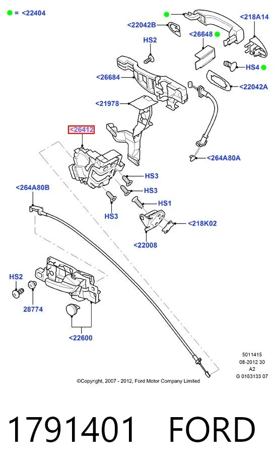 Fecho da porta traseira direita 1791401 Ford