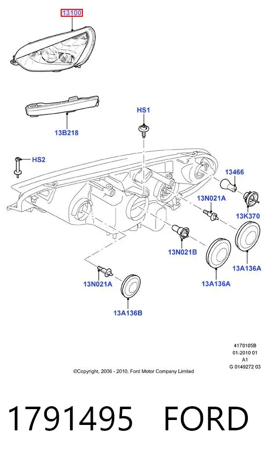 Luz direita 1791495 Ford