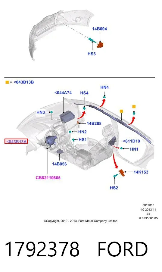 Cinto de segurança (AIRBAG) de condutor 1792378 Ford