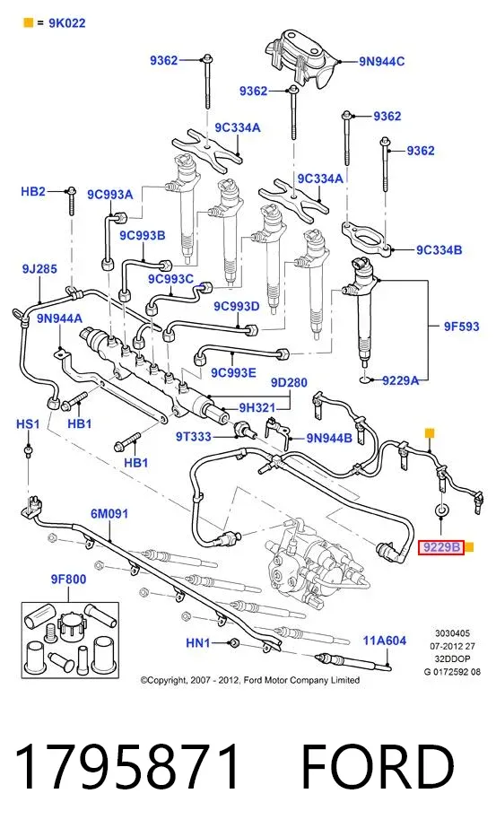 Vedante anular de tubo de ligação de retorno de mangueira do injetor 1795871 Ford