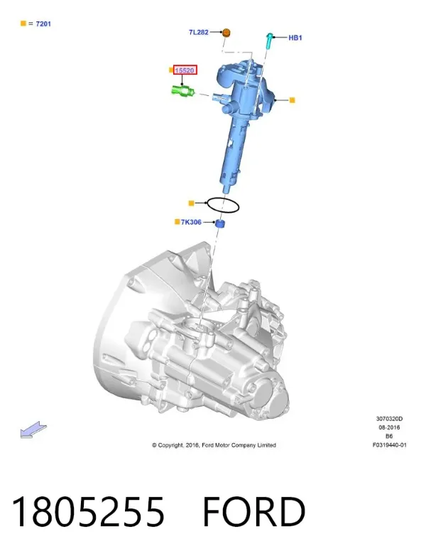 Sensor de ativação das luzes de marcha à ré 1805255 Ford
