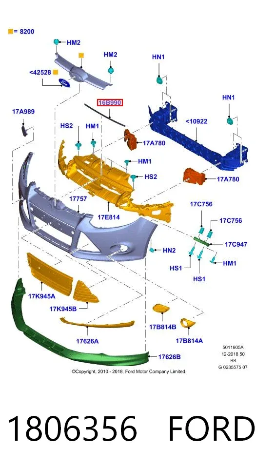 Vedação da capota 1806356 Ford