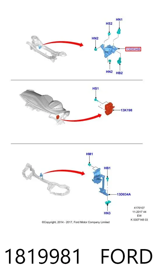 Sensor traseiro do nível de posição de carroçaria 1819981 Ford