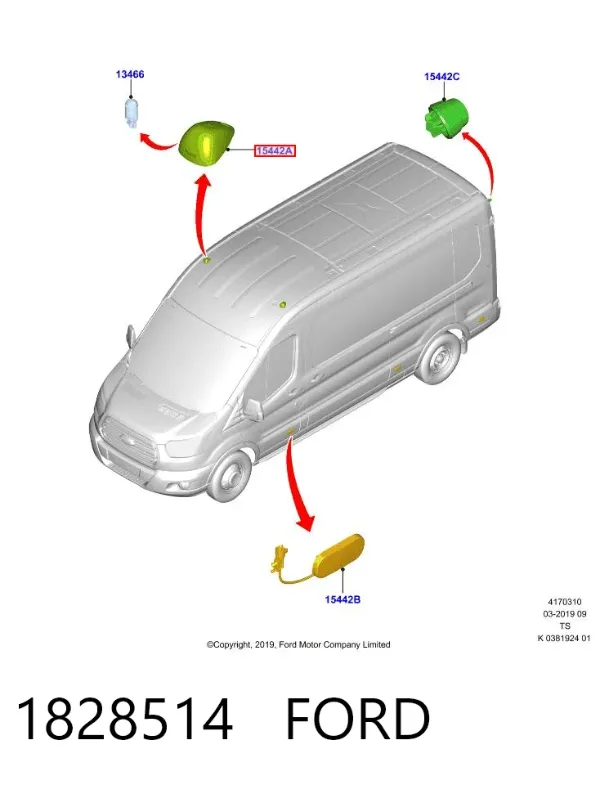 Posição do teto (TRUCK) 1828514 Ford