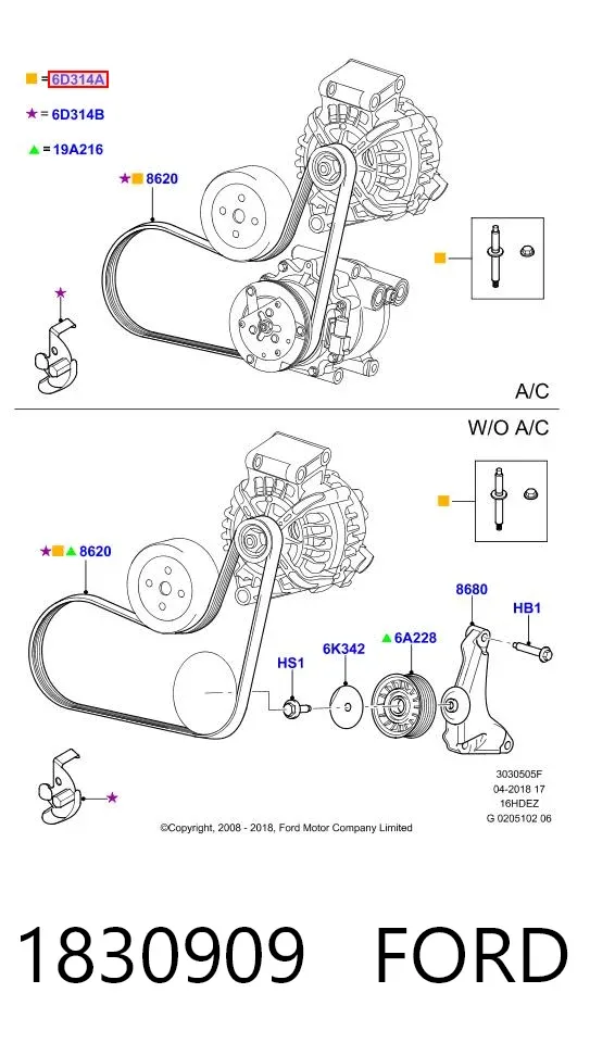 Correia dos conjuntos de transmissão 1830909 Ford