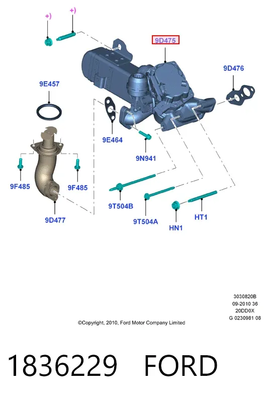 Válvula EGR de recirculação dos gases 1836229 Ford