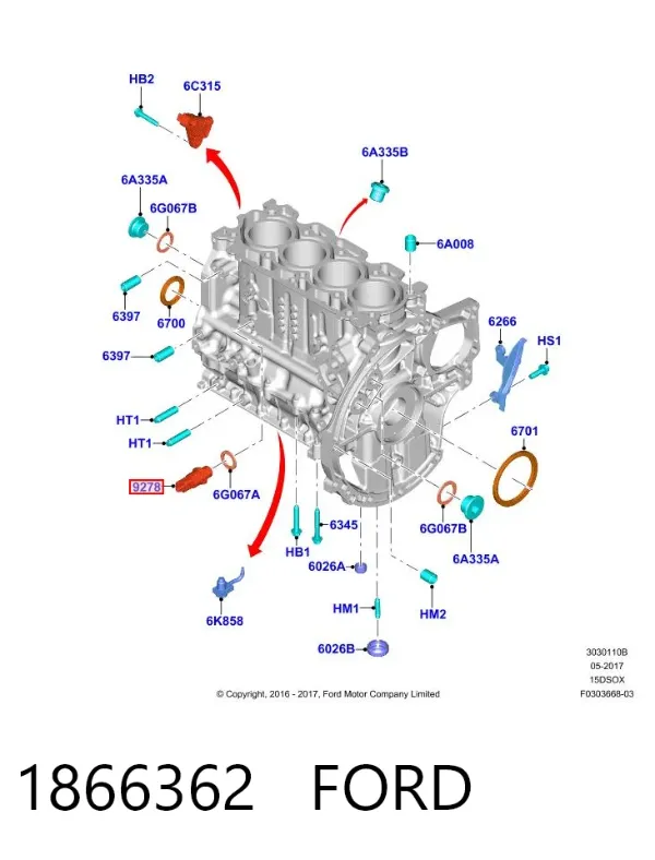 Sensor de pressão de óleo 1866362 Ford