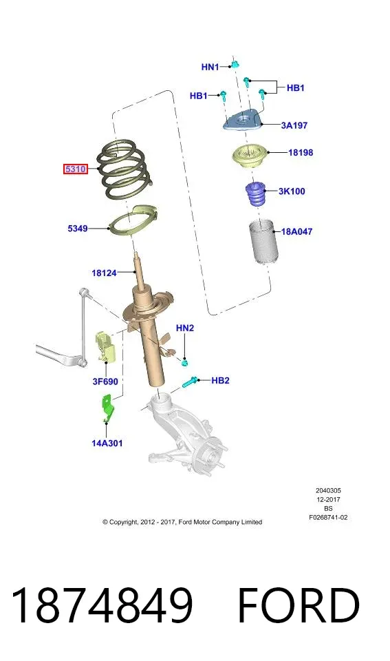 Mola dianteira 1874849 Ford