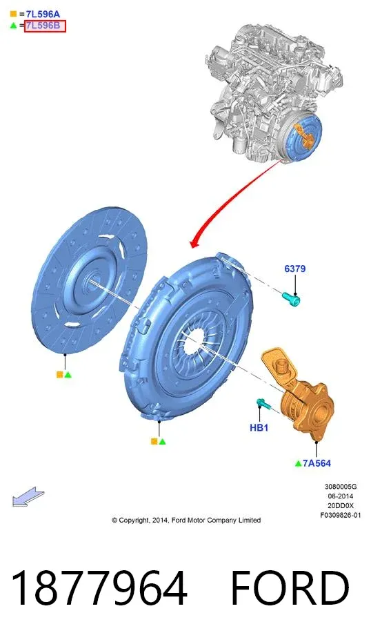 Kit de embraiagem (3 peças) 1877964 Ford