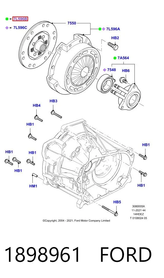 Kit de embraiagem (3 peças) 1898961 Ford