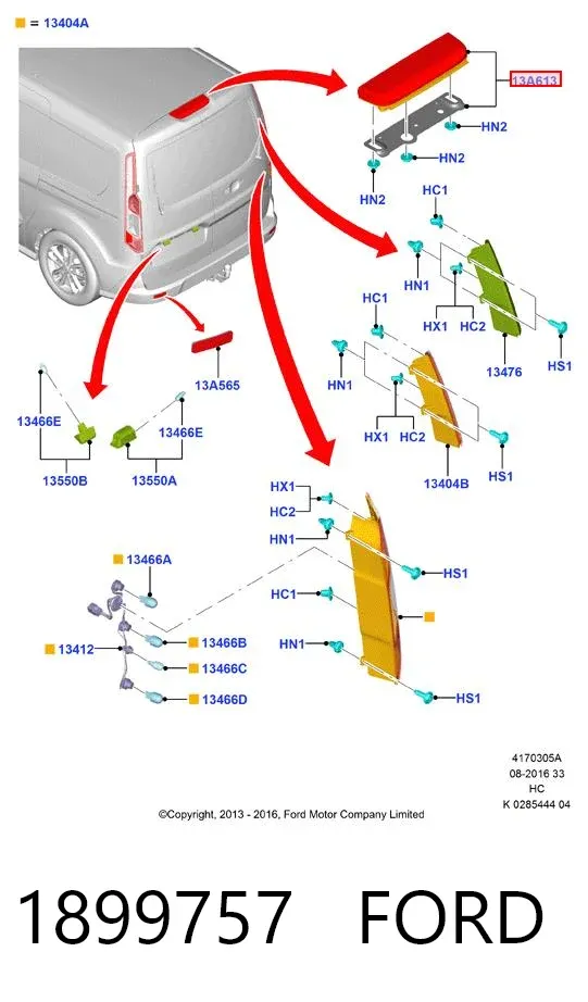 Sinal de parada traseiro adicional 1899757 Ford