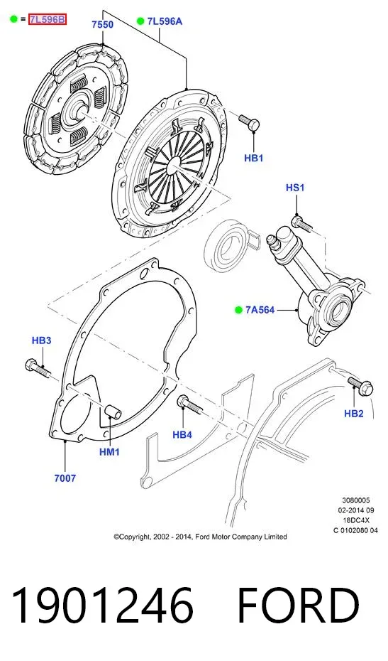 Kit de embraiagem (3 peças) 1901246 Ford