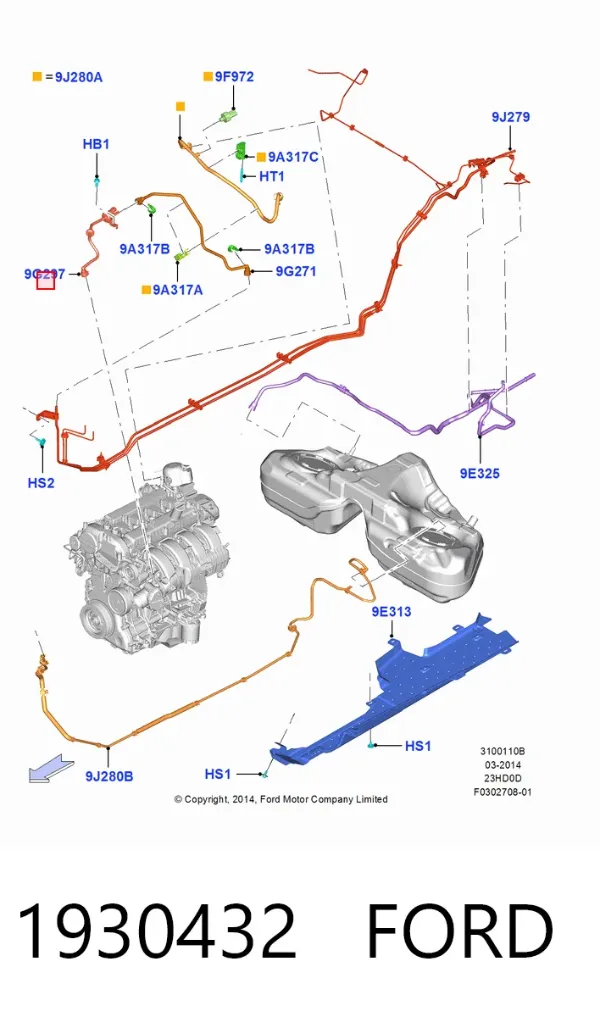 Válvula de adsorvedor dos vapores de combustível Ford Mustang VI