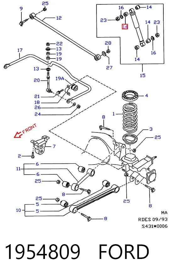 Bloco silencioso de amortecedor traseiro Ford Maverick UDS, UNS