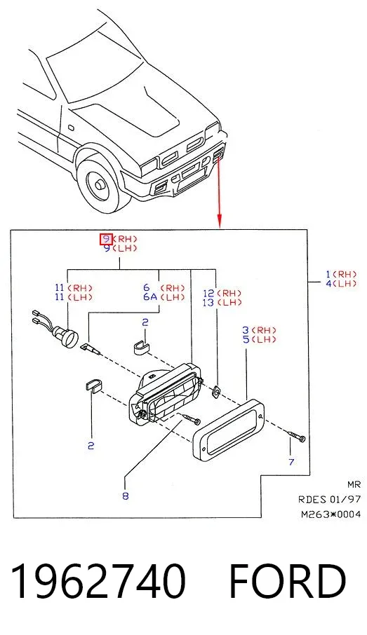 Luzes de nevoeiro direitas 1962740 Ford