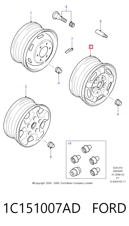 Discos de roda de aço (estampados) 1C151007AD Ford