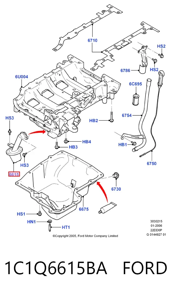 Receptor de óleo (coletor de óleo) 1C1Q6615BA Ford
