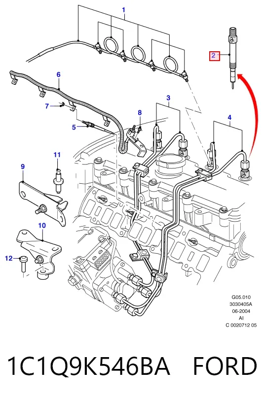 Injetor de injeção de combustível 1C1Q9K546BA Ford