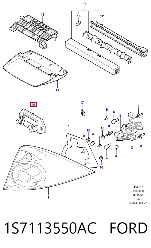 Lanterna da luz de fundo de matrícula traseira 1S7113550AC Ford
