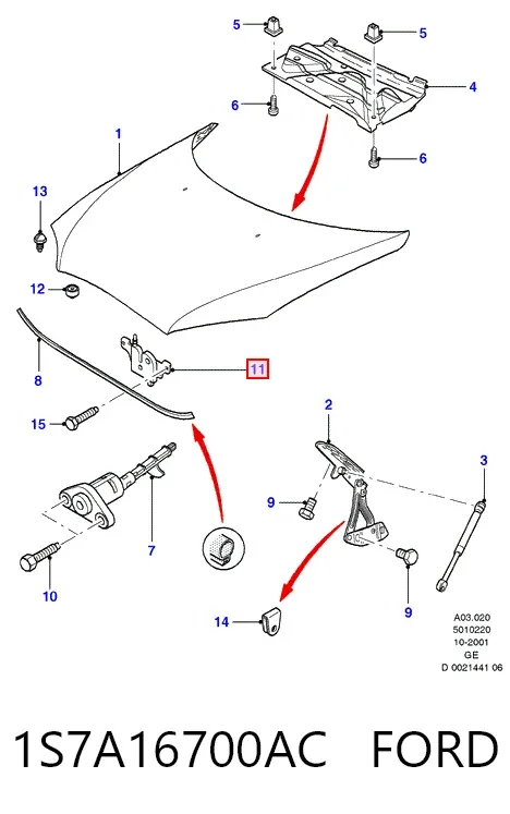 Fecho da capota 1S7A16700AC Ford