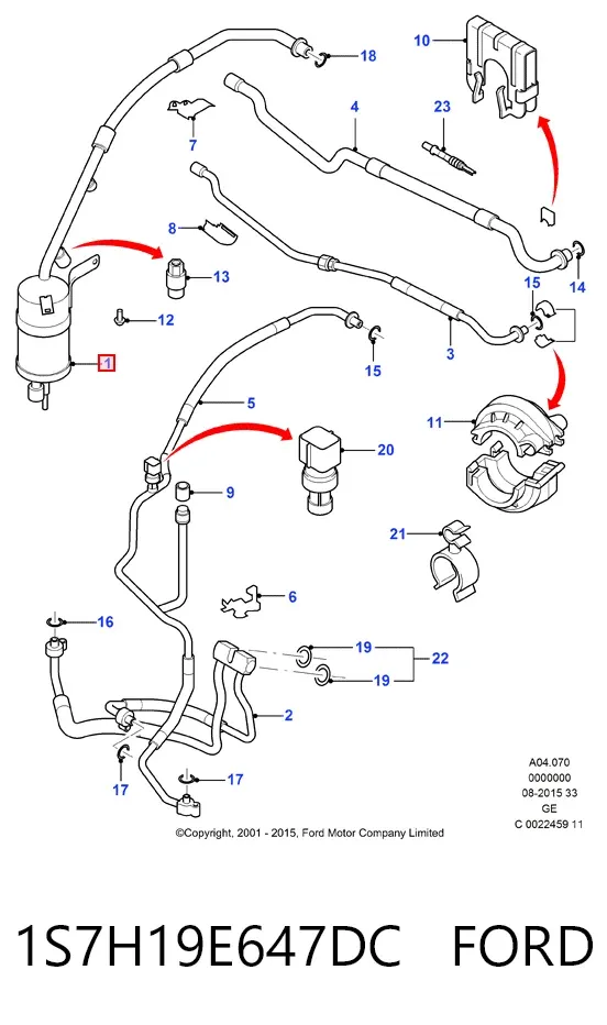 Tanque de recepção do secador de aparelho de ar condicionado 1S7H19E647DC Ford