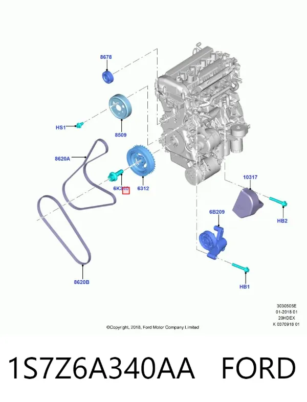 Parafuso da polia de cambota 1S7Z6A340AA Ford