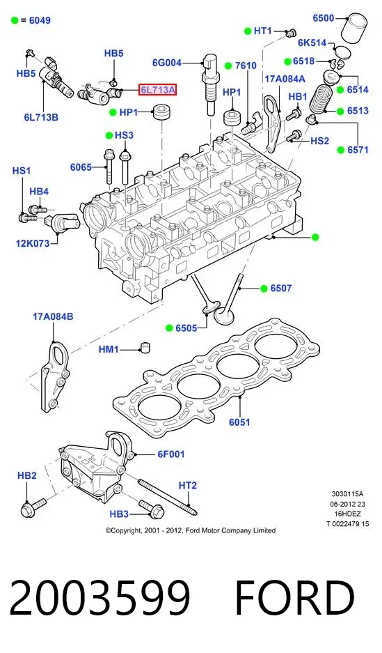 Válvula eletromagnética de posição (de fases) da árvore distribuidora 2003599 Ford
