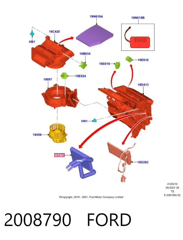 Radiador de forno (de aquecedor) 2008790 Ford