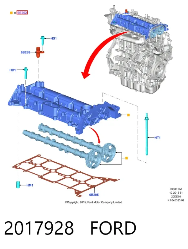 Cama da árvore distribuidora 2017928 Ford