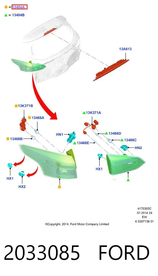 Lanterna traseira direita 2033085 Ford