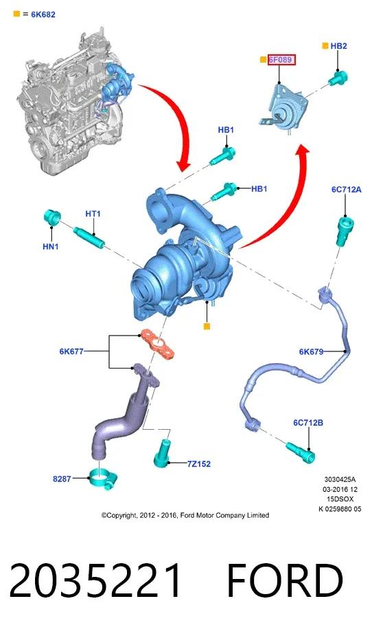 Válvula (atuador) de controlo de turbina 2035221 Ford