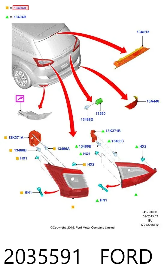 Lanterna traseira direita externa 2035591 Ford