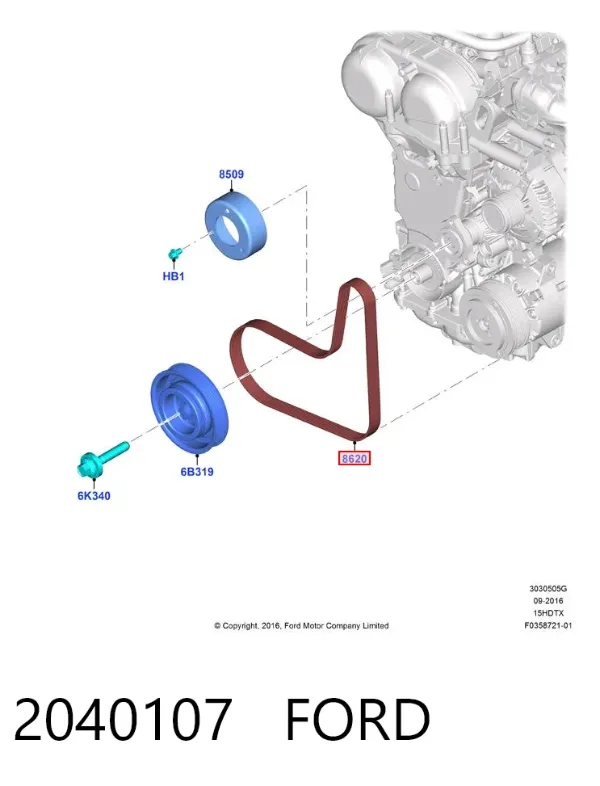 Correia dos conjuntos de transmissão 2040107 Ford