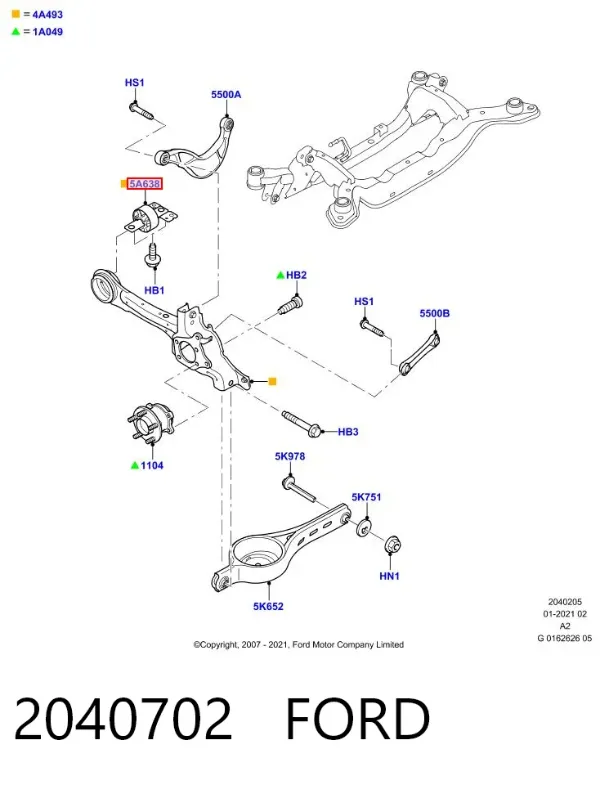 Bloco silencioso dianteiro de braço oscilante traseiro longitudinal 2040702 Ford