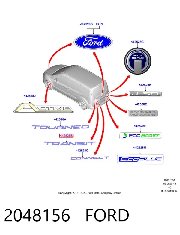 Emblema de tampa de porta-malas (emblema de firma) 2048156 Ford
