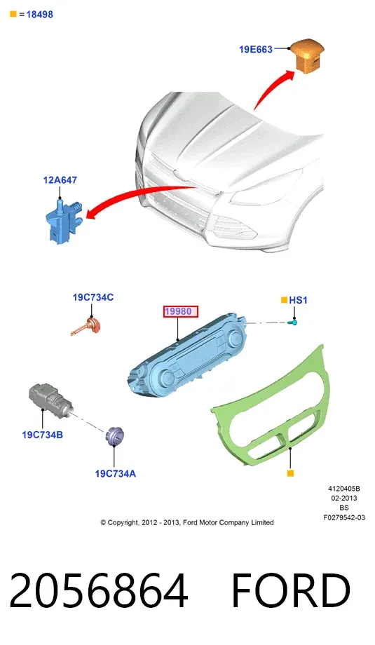 Unidade de controlo dos modos de aquecimento/condicionamento Ford Kuga II
