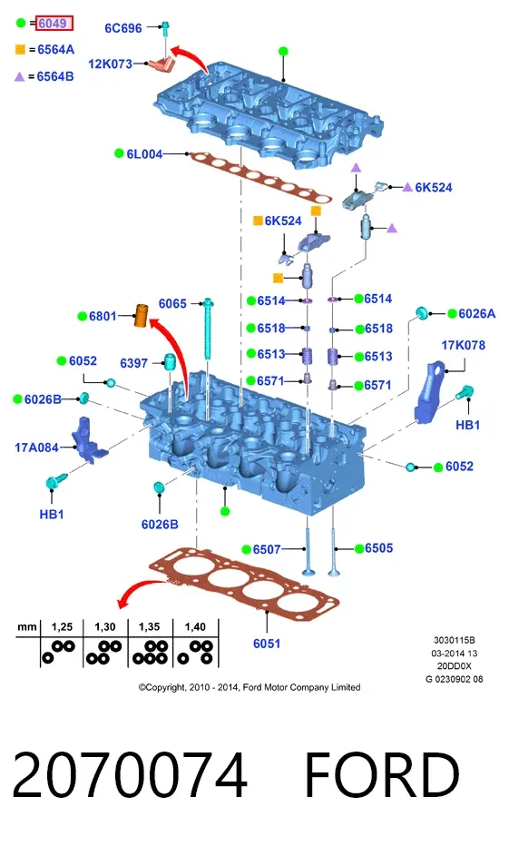Cabeça de motor (CBC) 2070074 Ford