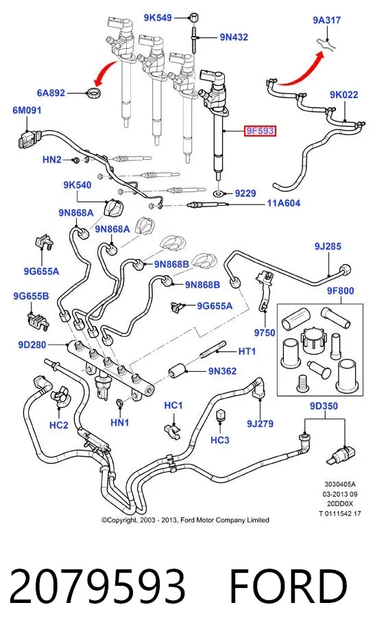 Injetor de injeção de combustível 2079593 Ford