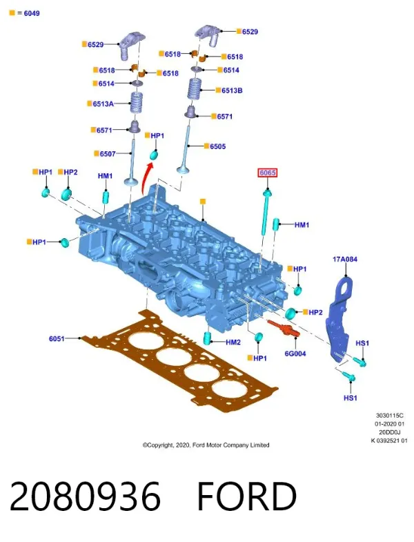 Parafuso de cabeça de motor (CBC) 2080936 Ford